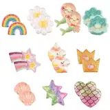 Deepton 10 Paar Ohrclips Mädchen, Klipp Ohrringe Kinder Mädchen, Clips Ohrringe, Ohrringe Zum Klipsen, Ohrklipser Kinder, Magnet Ohrringe Mädchen, Einhorn-Blumen-Prinzessin-Ohrring Set