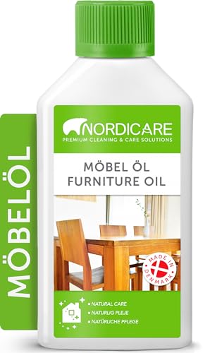 Nordicare Möbelöl [275ml] Holzöl zur Pflege farblos für Eiche, Buche, Nussbaum, Lärche. Holzlasur auf Basis von Leinöl. Leinölfirnis