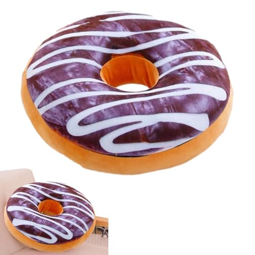 Rundes Donut-Plüschkissen, 40 cm, groß, gefüllt, lustige Streusel, Donut-Lebensmittelkissen für Heimdekoration, Stuhl, Auto, Sofa, lustig, dekoratives Lebensmittelkissen, 3D