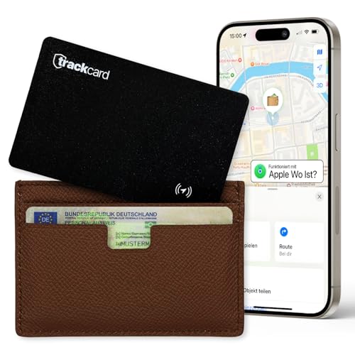 TRACKCARD® die Air Tag Karte im Kartenformat für die Brieftasche | Wiederaufladbar, smart & wasserdicht | Kompatibel mit Apple Wo Ist? (iOS) für GPS Ortung vom Wallet per Tracker Karte