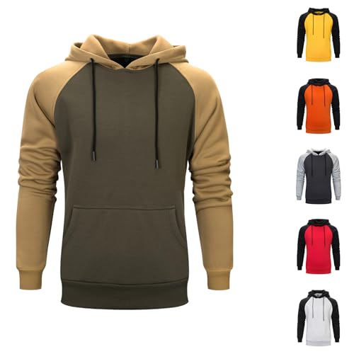 Rrongwn Hoodie Herren Pullover Langarm Sweatjacke Kapuzenpullover Farbblock Sweatshirt Winter Warm Strickjacke Basic Winterjacke