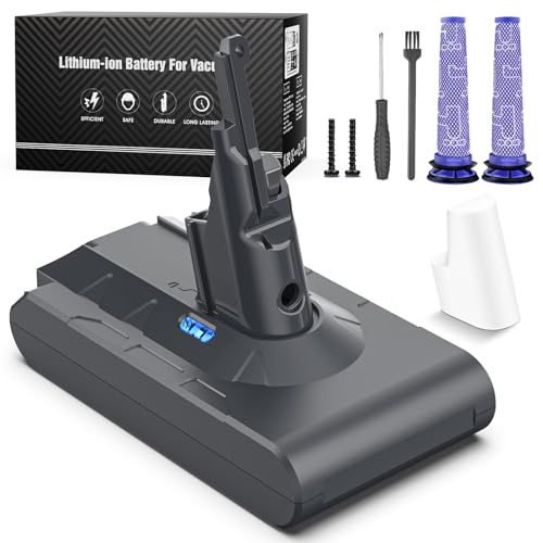 V8 Akku 6500mAh, Keenstone Ersatzakku Für Dyson SV10 V8 Absolute Animal Motorhead Fluffy Slim Fluffy Total Clean Extra mit 2 Filtern