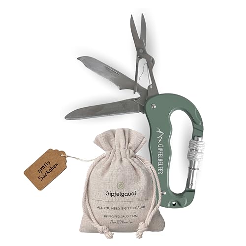 Gipfelgaudi Multitool Karabiner I Gipfelhelfer - ideal zum Wandern, Picknick & mehr I Plastikfreier Karabiner to Go aus rostfreiem Edelstahl