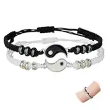 AzureRay Freundschaftsarmbänder, 2er Set Personalisierte Armbänder für Paare & Beste Freunde, Verstellbares Yin-Yang-Armband, Geschenkidee für Männer & Frauen