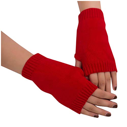 Orbgons Fingerlose Handschuhe Frauen weich Winter warm halten Handschuh auf der Miete Kostüme (Red, One Size)