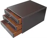 Aktenschrank mit drei Ebenen, mit Schubladen, Leder, Schreibtisch-Aktenregal für Home Office