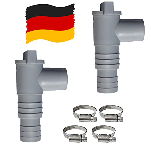 PoolSun Wartungshahn/Absperrhahn für Pools mit 32mm Schlauchanschluss - Original Made in Germany - 2 Stück