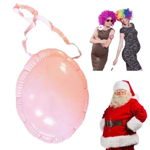 UILYNIU 2 Stück Aufblasbarer Bauch Weihnachtsmann, Schwangerschaftsbauch mit EinemBefestigungs Band, Buckliger Bierbauch für Kostüm Halloween Karneval Weihnachten Cosplay Party (Rosa)