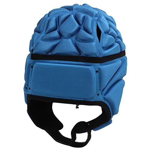 Drfeify Fußballhelm, Verstellbarer Fußballhelm mit Samtfutter, Leichte Fußball-Kopfbedeckung für Erwachsene (Blue)