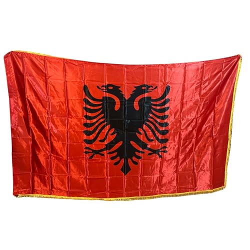 Albanische Flagge XXL Premium Qualität 280x170cm aus fein Polyester - Albanien Flagge XXL - Flamuri i Shqipërise XXL me cilësi të lartë 280x170 cm - Albanien Kosovo flagge - Albanian Flag XXL