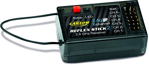 Carson 500501537 Modellsport Reflex Stick 2 6-Kanal Empfaenger 2,4GHz Stecksystem Graupner/JR