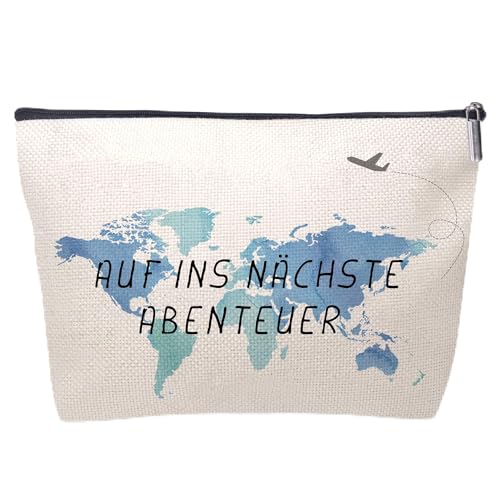 Abschiedsgeschenk, Geschenk für Freundin, Kosmetiktasche, Schminktasche für Freundin, Kosmetiktasche klein, Dankeschön, Reisegeschenke für Mädchen, Kollegin(AUF INS NÄCHSTE Abenteuer)