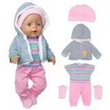 simyron 5pc Puppenkleider Set enthalten Mantel Bluse Hosen Hut und Socken für 43cm / 17 Zoll Neugeborene Babypuppen (Keine Puppe)