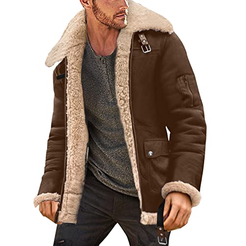 SRZYMJ Lederjacke Herren Khaki Lederkombi 2 Teiler Herren Jacke Herren Schwarz Vintage Hoodie Herren Daunenweste Herren Lederjacke Herren Schwarz L Herren Pulli