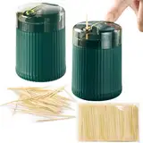 Ulawellor 2 Stück Zahnstocherspender Creative Pop-up Automatic Zahnstocherspender,pop up automatic toothpick dispenser für Tabelle,Hotel,Küche Ausgestattet mit Zahnstöchern (Dunkelgrün)