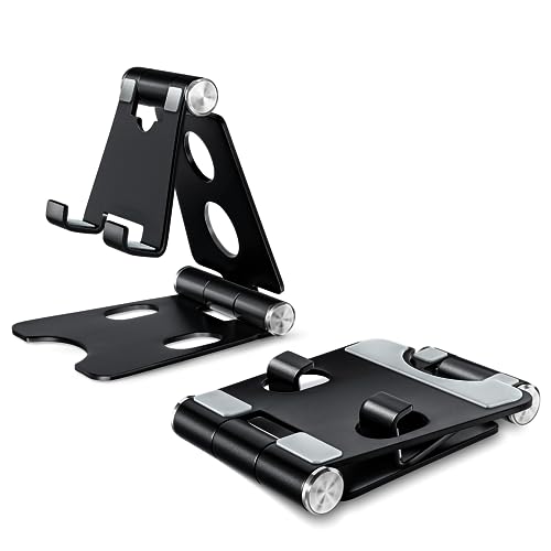 Wurycia Handy Ständer, Handy Halterung für Tisch aus Vollaluminium für 4-11'' Smartphones and Tablets (Schwarz)