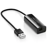 deleyCON LAN Adapter USB Netzwerkadapter USB 2.0 USB A auf RJ45 100Mbit Ethernet PC Notebook Ultrabook Tablet-PC Windows Mac - Schwarz