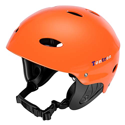 Tontron Wakeboard Kajak Kitesurf Wassersport Helm (Glossy Orange, L)