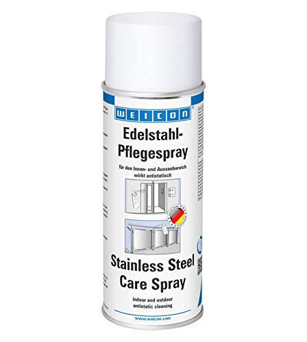 WEICON Edelstahlpflege-Spray 400 ml | Effektiver Edelstahlreiniger von metallischen Oberflächen | antistatisch & matt