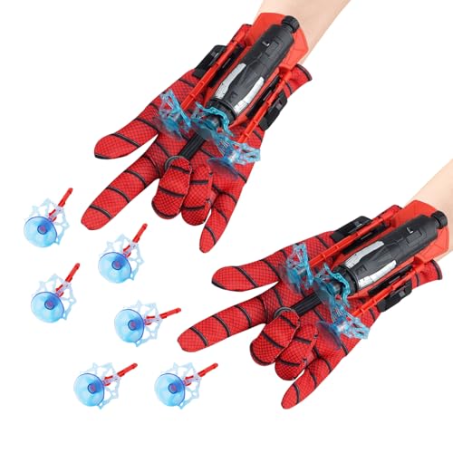 2 PCS Spider Launcher Handschuh,Super Spider Launcher,Spider Hero Handschuhe,Spinne Handgelenk Spielzeug Set,Kids Spider Hero Handschuhe,Spider Handschuhe,Lustiges Lernspielzeug für Kinder (A)