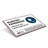 (Weiß, Schild Alu-Verbund 300x200x4 mm) Hinweis-Schild/Text: ELEKTRO-FAHRZEUGE während des Ladevorgangs frei Widerrechtlich parkende Fahrzeuge werden kostenpflichtig abgeschleppt.