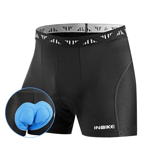 INBIKE Radunterhose Herren Gepolstert Fahrrad Unterhose Radlerunterhose Fahrradunterhose Kurz Radhose Sommer mit Sitzpolster Schwarz L