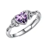 ChicSilver Damen Keltischer Knot Ring Silber Verlorbungsring Hochzeit Ring mit Zirkonia Herz Ring Amethyst mit Geschenkebox für Braut Brautjungfer