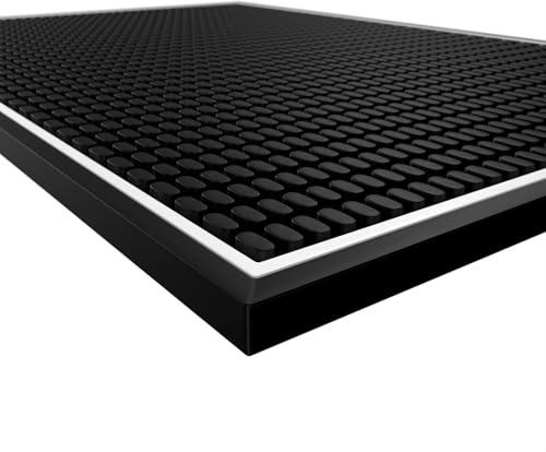 Highball & Chaser Premium-Barmatte, 1 cm dick, strapazierfähige und stilvolle Barmatte für Verschüttungen. Service-Matte für, Bars,Theken und Kaffee, (Black/White, (45 x 30) 1 Pack)