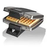Cloer 1445 Brüsseler Waffeleisen für traditionelle Belgische Waffeln, 930 W, Backampel, mattiertes Edelstahlgehäuse