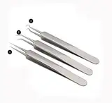 1Set (3St) Silber Professionelle entfernen Mitesser Pinzette Set -Edelstahl gerade/schräg & Spitz Splinter/Bend gebogen Blemish Extractor Werkzeug für Akne hilft bei Zystische Blemish Whitehead in