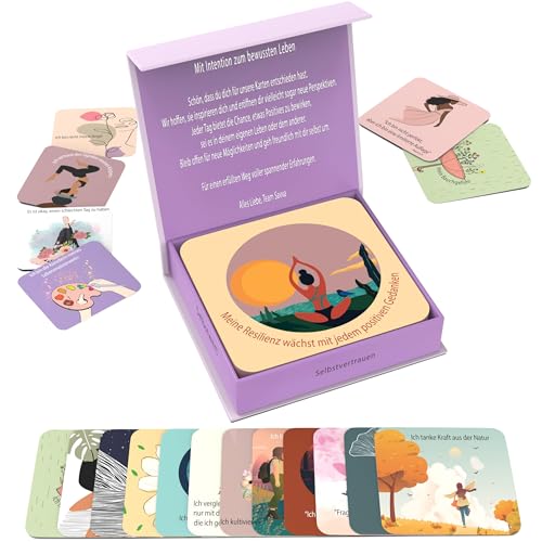 Positive Affirmationskarten für Frauen - 55 Motivationskarten zum Nachdenken, Geschenk für Weihnachten & Geburtstag, tägliche Affirmationen, Achtsamkeitskarten, Inspirationskarten, Meditationskarten