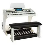 WERSI OAX700LS Elektronische Orgel, Perlmutt Weiß, inkl. 25-Tastenpedal und Sitzbank, Großes Touch-Display, Integrierter Synthesizer, Realistische Klangfarben, Einfache Bedienung, Hi-Fi Verstärker,