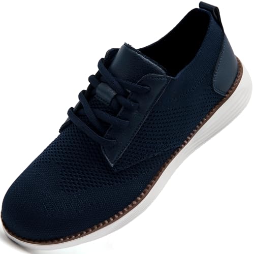 IVQDZL Schuhe Herren Anzugschuhe Atmungsaktiv Business Freizeitschuhe Sportschuhe Turnschuhe Laufschuhe Slip On Oxfords Elegante Hochzeit Formale Moderne Männer Draußen Blau EU 43