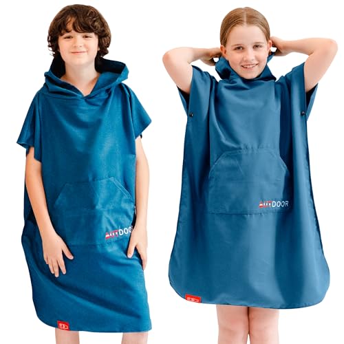 AUTDOOR® Mikrofaser Badeponcho für Kinder, Mädchen & Jungen - nachhaltig aus 100% recycelten PET-Flaschen - Handtuch und Poncho als Umziehhilfe für Kids, boys & girls