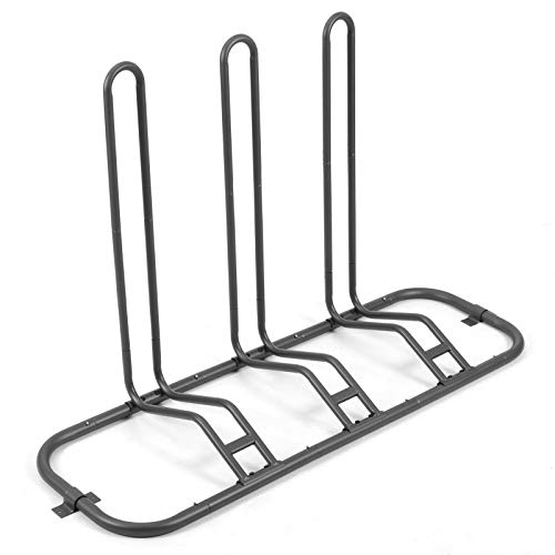 Fahrradständer Boden für 3 Fahrräde, Einstellbare Fahrradhalter Indoor & Outdoor mit 2 Bodenverankerungsbügeln, Fahrrad Ständer für Erwachsene & Kinder – Ideal für Mountainbikes & Rennräder & E-bike