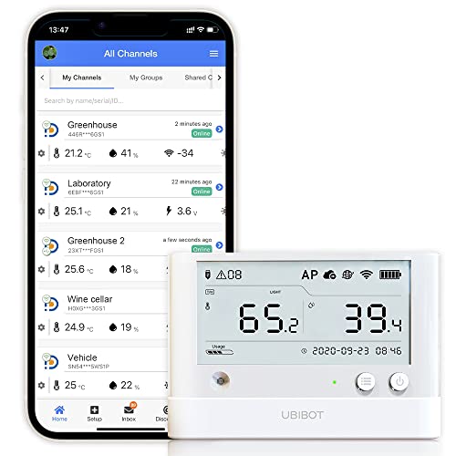 UbiBot WS1 Pro | Temperatur- und Feuchtigkeitssensor, drahtloser Temperaturmonitor, Gefrierthermometer, ferngesteuerter, IFTTT Alexa, APP auf Deutsch erhältlich mit Datenspeicherung (nur 2,4 GHz)