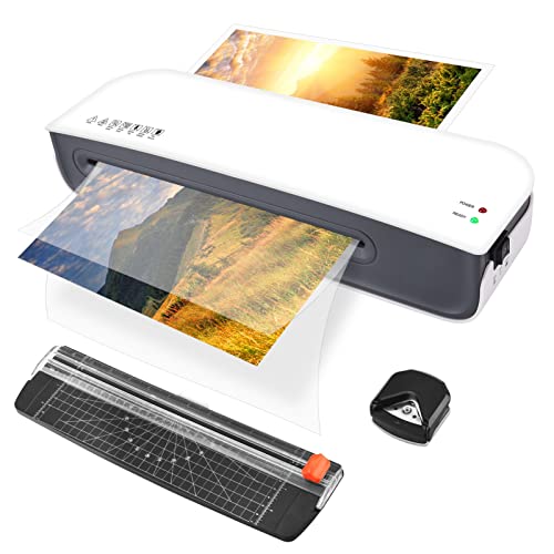 Nigecue Laminiergerät A4, 4 in 1 Laminiermaschine mit 30 Stück A4 A5 A6 Laminierfolien, Laminator mit Papierschneider, Eckrunde, Schnelles Aufwärmen, Ideal für Heimgebrauch Büro Schule Fotos Karten