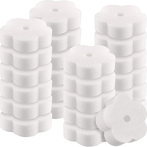 KAHEIGN 18Pcs Ölabsorbierender Schaumschwamm, Blumenförmige Abschaum Schwamm Öl Schwamm Reinigung Werkzeuge für Whirlpool, Küche, Bad und Heimgebrauch (Weiß)