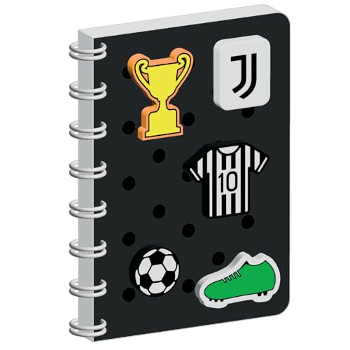Seven Juventus Juventus Notizbuch A5, schwarz, personalisierbarer Einband mit Patch Seven Juventus, Schulheft und Freizeit, Jungen und Mädchen, Schwarz , Taglia Unica