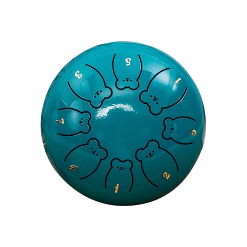 Rain Drum, 6 Zoll 8 Tone Zungentrommel Schlagzeug Instrument, Steel Pan Töne Schlaginstrument Hand Pan Drum mit Trommelschlägeln Tragetasche Note Sticks für Meditation Yoga Klangheilung (Cyan)