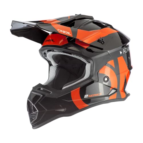 O'NEAL | Motocross-Helm | MX Enduro | ABS-Schale, , Lüftungsöffnungen für optimale Belüftung & Kühlung | 2SRS Helmet Slick | Erwachsene | Schwarz Orange | Größe XS