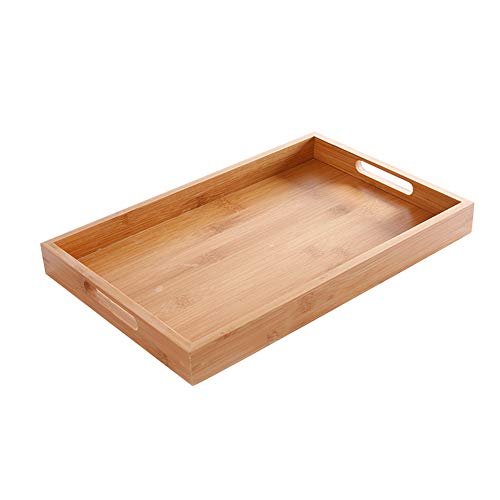 PURATEN Serviertablett aus Holz mit 2 Griffen – Holzwaren Tablett Tee rechteckig Home Water Küche Tabletts – Medium 30 x 20 x 4 cm