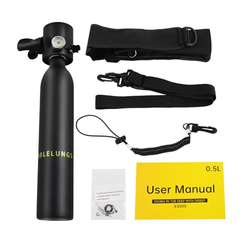 miihgnos 0.5L Tauchflasche Mini Tragbare Sauerstoffflasche, Profi Tauchausrüstung für 5-10 Minuten Unterwasseratmung, Mini Tauchflasche für Urlaubstauchen, Fluss- und Ozeanrettung