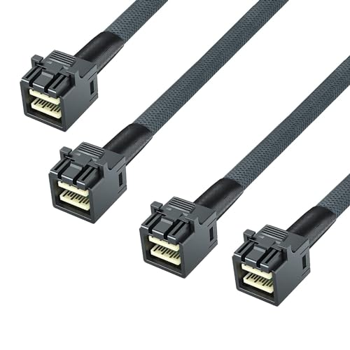 10Gtek® [2 Stück 12G Internal Mini SAS HD SFF-8643 zu SFF-8643 Kabel, with Sideband, 100-Ohm, 0.5-Meter(1.65-ft)