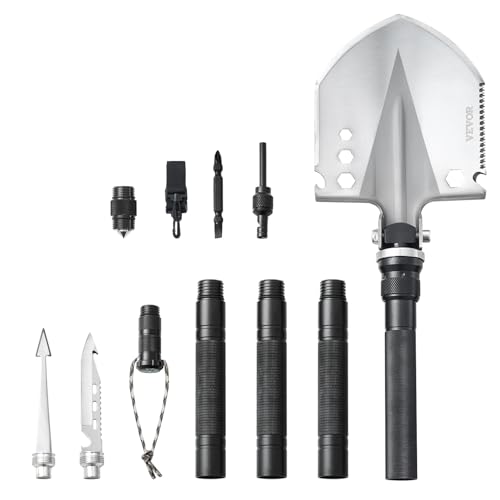 VEVOR Survival-Schaufel 13 in 1 Schaufel, faltbares Multitool 98 cm Lange, kompakte Schaufel für Geländefahrten Camping Wandern Outdoor Survivalisten Notfälle