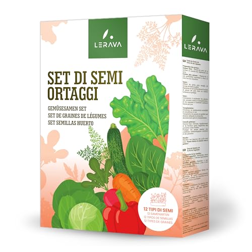 LERAVA® Gemüsesamen Set [BIO] - 12 verschiedene Samenarten - Vielfalt an Saatgut für Hochbeet und Garten – Samen Gemüse für Eigenanbau – Gemüsevielfalt für Zuhause – Samen Set Saat - Pflanzensamen