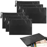 Demarsen 6 Stück Geldtaschen Banktasche, 18 * 24cm A5 PU Banktasche, Geldscheintasche mit Reißverschluss, Bankmappe Groß, Bargeld Aufbewahrung, Dokumente Brieftasche für Schule, Haushalt, Business