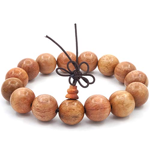 Thajaling Tibetische Mala Armband buddhistische Buddha Meditation 15mm große natürliche Holzperle Männer elastische Gebet Armband