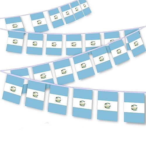 Guatemala-Flaggenschnur, 10 m, guatemaltekische Wimpelkette, Dekorationsbanner für den Innen- und Außenbereich, Terrasse, Hof, Dekoration, 30 Stück