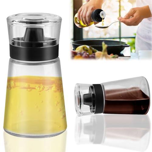 Moosono 2 Stück Essig Öl Flaschen Camping, 160ml Auslaufsichere Ölflasche, Essig und Ölflaschen Set, Ölspray für Öl Essig Olivenöl, Ölspender Glas für Sojasauce Salatdressing Honig